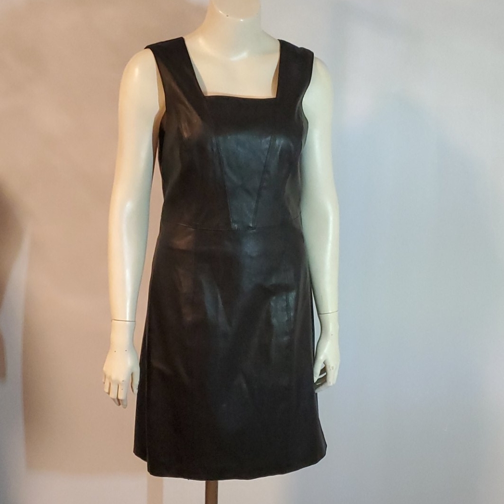 Armani Exchange faux leather black dress